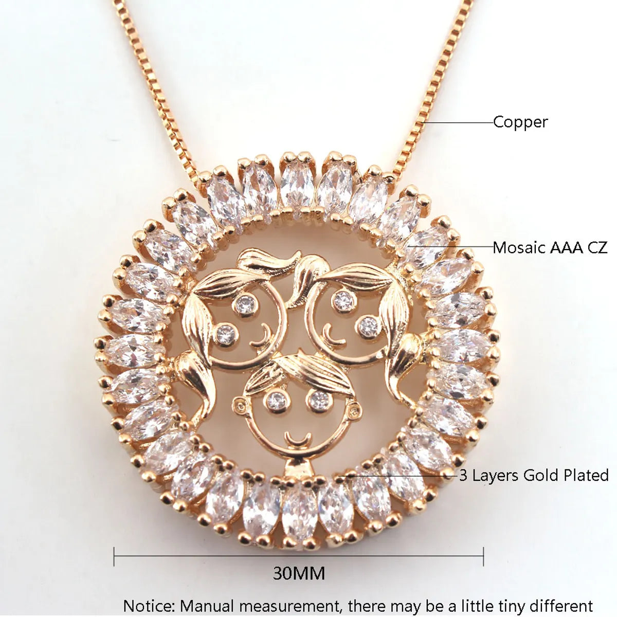 Ig Style Simple Style Cartoon Character Copper Gold Plated Zircon Pendant Necklace In Bulk