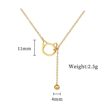 Ig Style Simple Style Cat Titanium Steel Tassel Plating Gold Plated Pendant Necklace