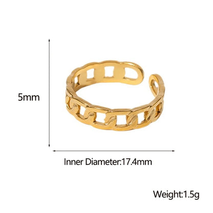 Ig Style Simple Style Chains Print Stainless Steel Plating Hollow Out Open Ring