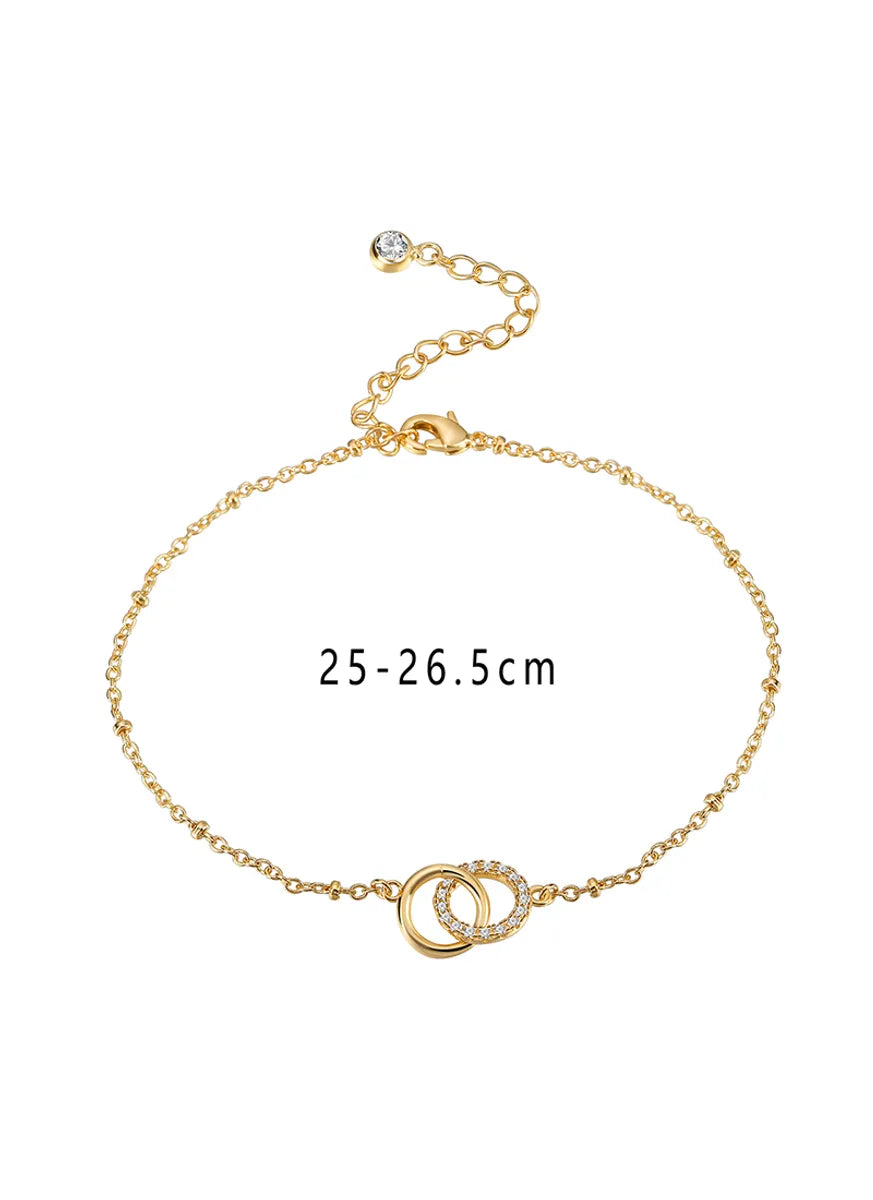 IG Style Simple Style Circle Heart Shape Grain Copper Inlay Zircon 18K Gold Plated Women's Anklet