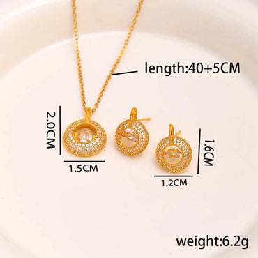 Ig Style Simple Style Circle Stainless Steel Copper Plating Inlay Zircon 18k Gold Plated Jewelry Set