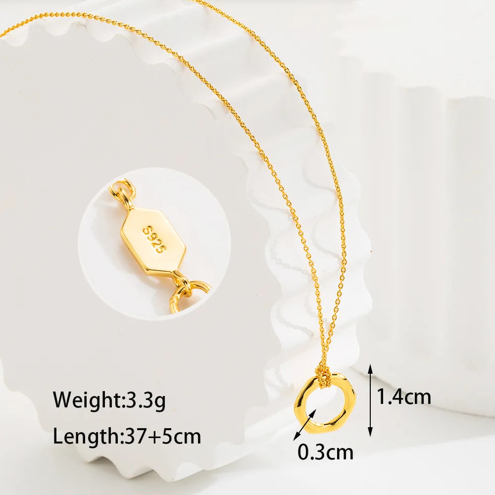 Ig Style Simple Style Circle Sterling Silver Plating 18k Gold Plated Pendant Necklace