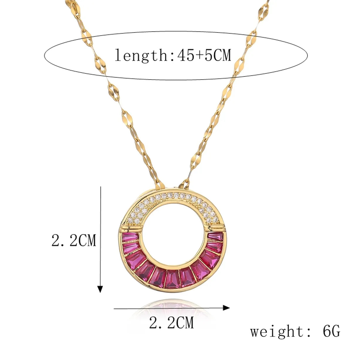 Ig Style Simple Style Circle Water Droplets Stainless Steel Copper Plating Inlay Zircon Gold Plated Pendant Necklace