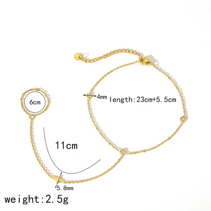 IG Style Simple Style Classic Style Geometric Star 304 Stainless Steel Polishing Plating Inlay Zircon 18K Gold Plated Women'S Anklet