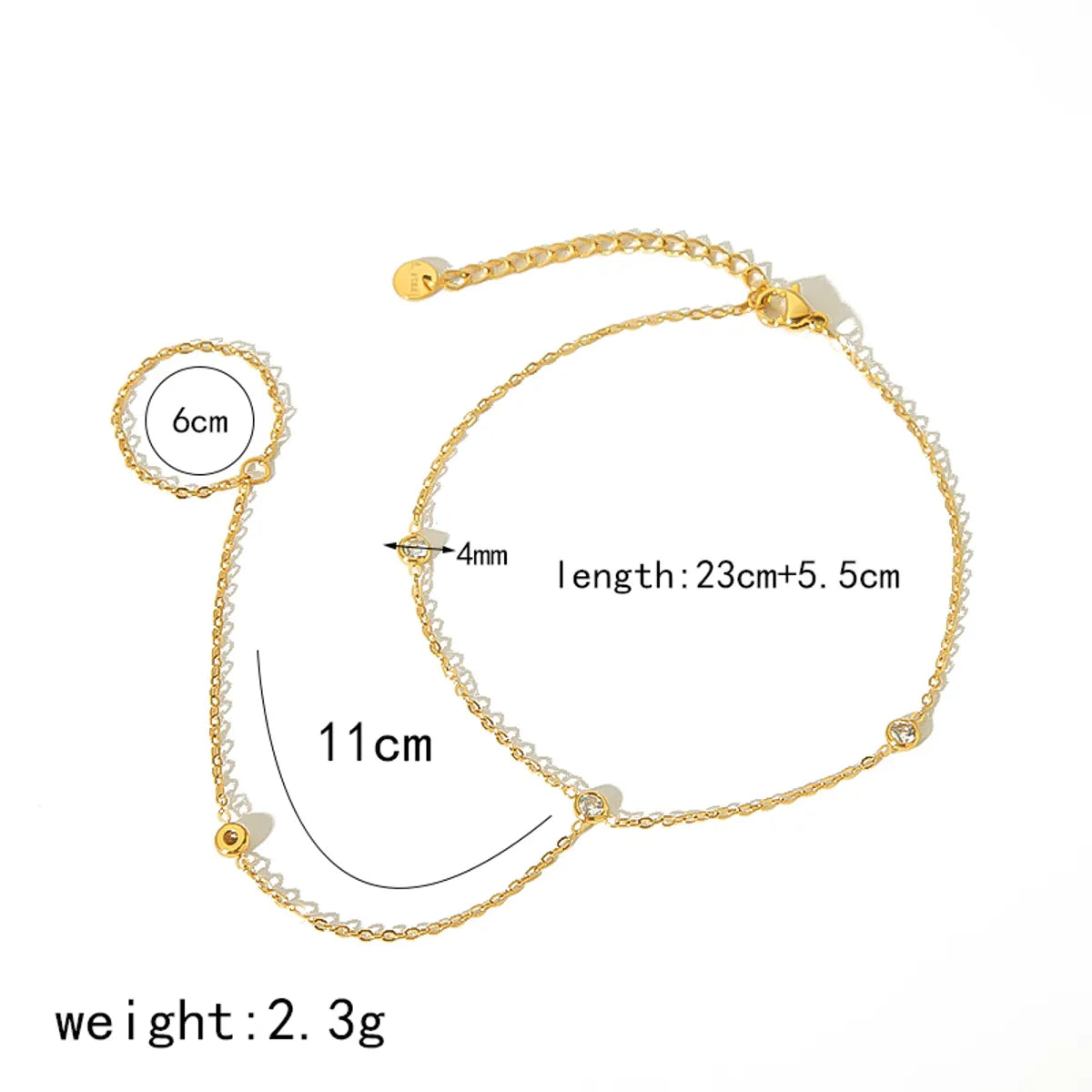 IG Style Simple Style Classic Style Geometric Star 304 Stainless Steel Polishing Plating Inlay Zircon 18K Gold Plated Women'S Anklet