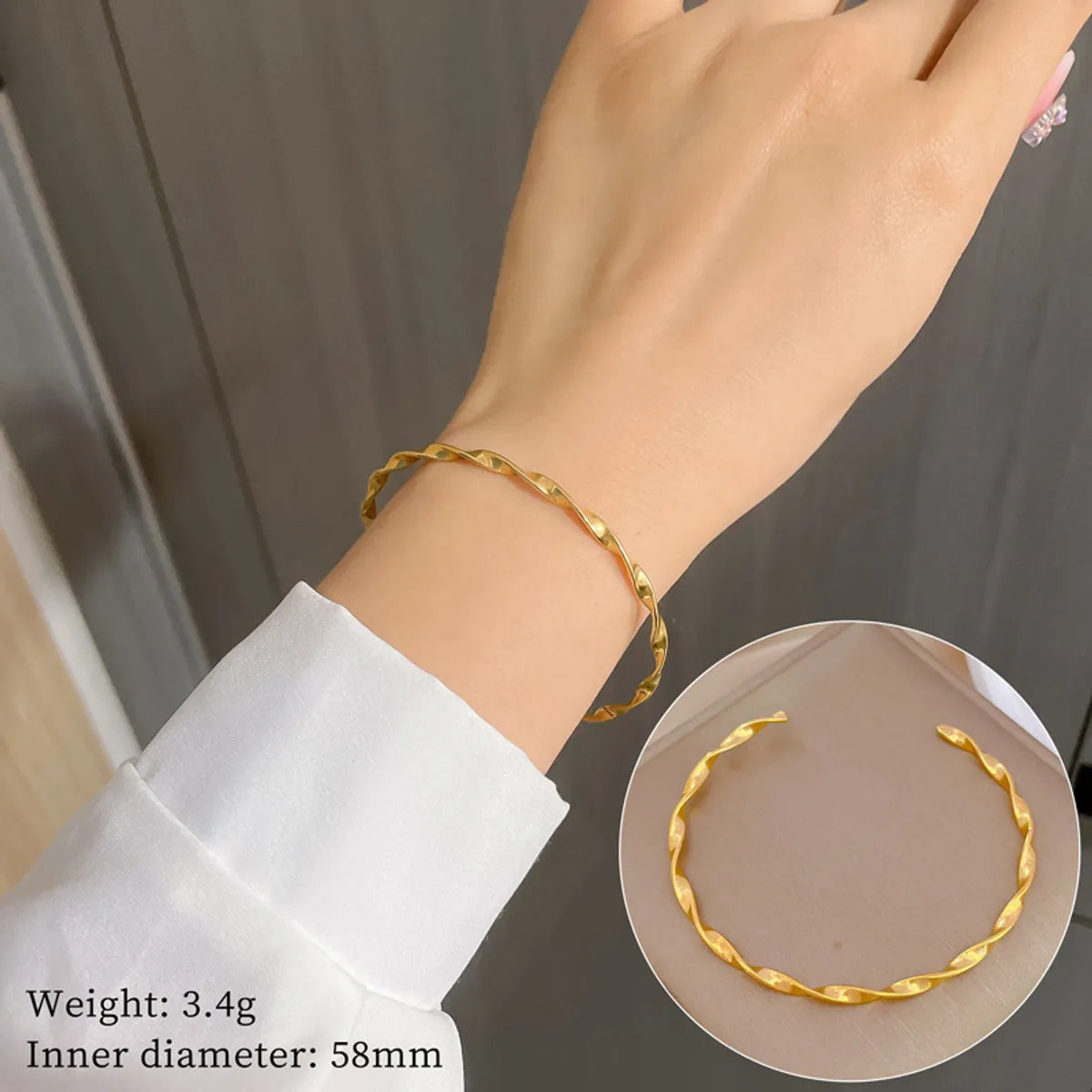 IG Style Simple Style Classic Style Solid Color Titanium Steel Bangle In Bulk