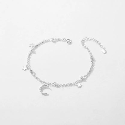 Ig Style Simple Style Classic Style Star Moon Sterling Silver Plating Rhodium Plated Bracelets