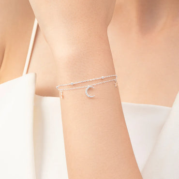 Ig Style Simple Style Classic Style Star Moon Sterling Silver Plating Rhodium Plated Bracelets