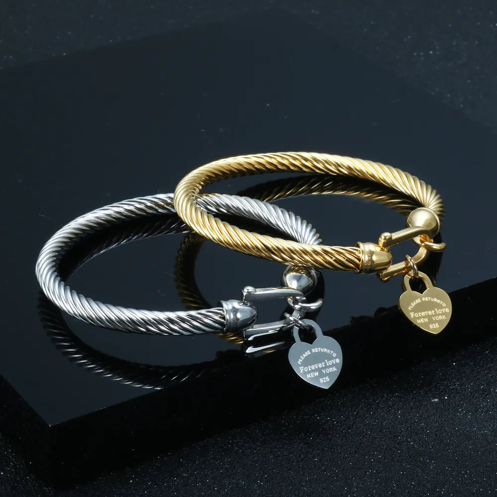 IG Style Simple Style Commute Heart Shape 304 Stainless Steel Bangle In Bulk