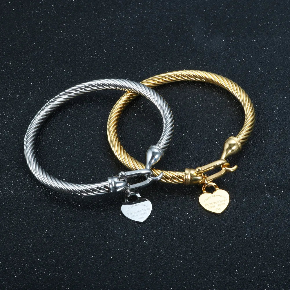 IG Style Simple Style Commute Heart Shape 304 Stainless Steel Bangle In Bulk