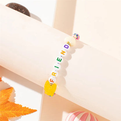 IG Style Simple Style Commute Letter Bear Heart Shape Arylic Soft Clay Wholesale Drawstring Bracelets