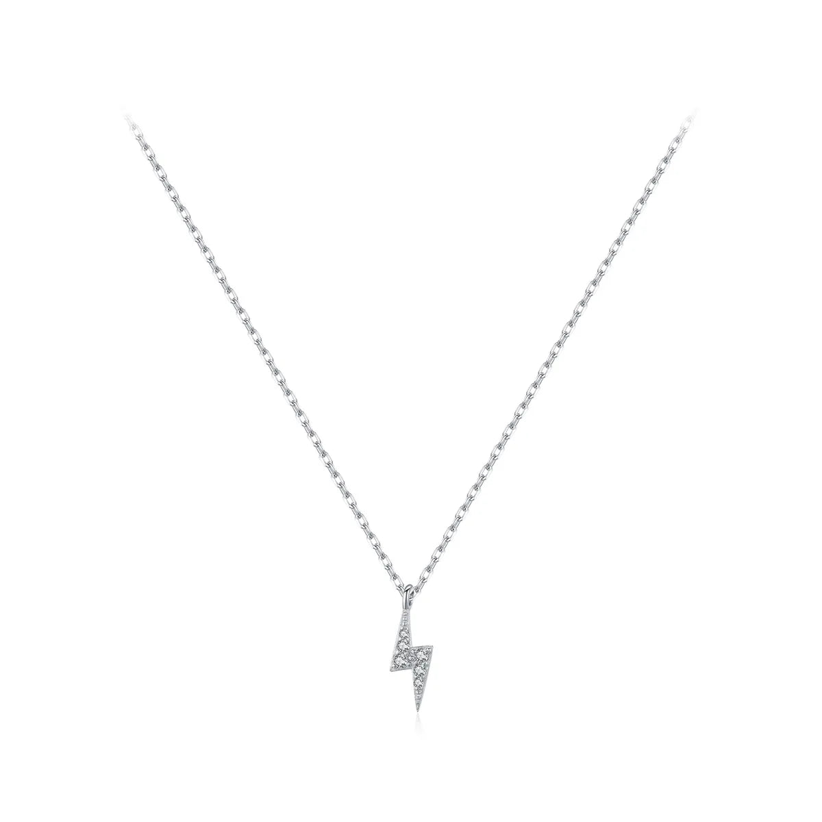 Ig Style Simple Style Commute Lightning Sterling Silver 14k Gold Plated Rhodium Plated Zircon Necklace In Bulk