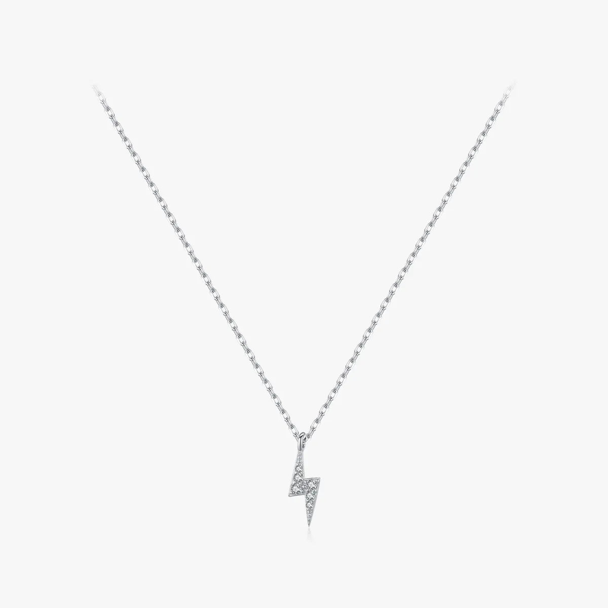 Ig Style Simple Style Commute Lightning Sterling Silver 14k Gold Plated Rhodium Plated Zircon Necklace In Bulk