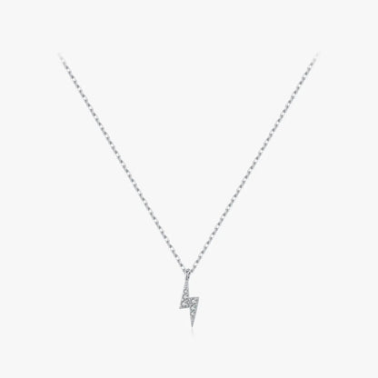 Ig Style Simple Style Commute Lightning Sterling Silver 14k Gold Plated Rhodium Plated Zircon Necklace In Bulk