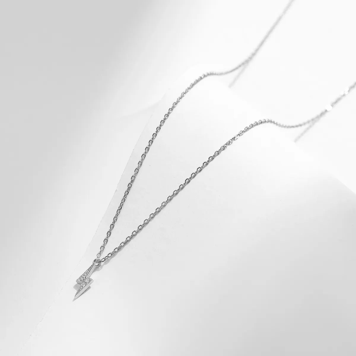 Ig Style Simple Style Commute Lightning Sterling Silver 14k Gold Plated Rhodium Plated Zircon Necklace In Bulk