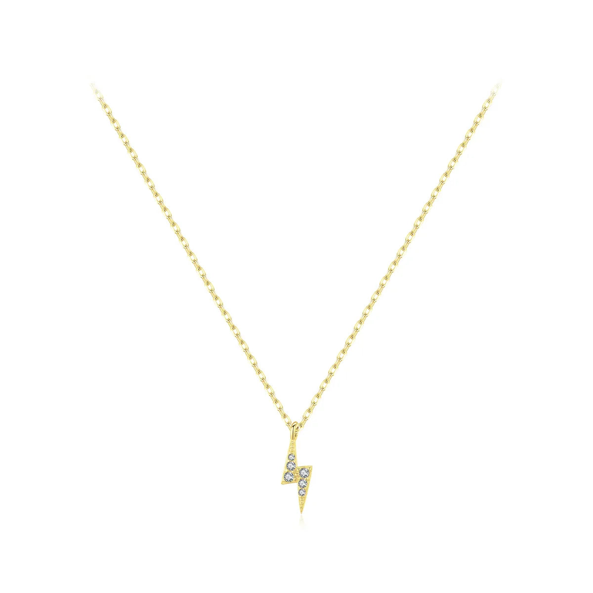 Ig Style Simple Style Commute Lightning Sterling Silver 14k Gold Plated Rhodium Plated Zircon Necklace In Bulk