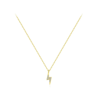 Ig Style Simple Style Commute Lightning Sterling Silver 14k Gold Plated Rhodium Plated Zircon Necklace In Bulk