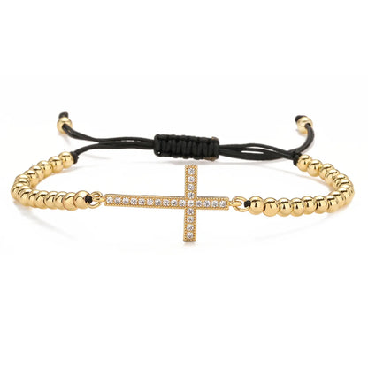 Ig Style Simple Style Cross Copper Beaded Plating Inlay Zircon Bracelets