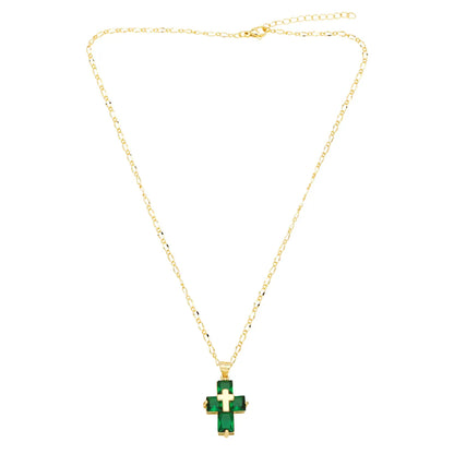 Ig Style Simple Style Cross Copper Plating Inlay Zircon 18k Gold Plated Pendant Necklace