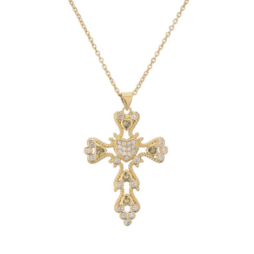 Ig Style Simple Style Cross Copper Plating Inlay Zircon Gold Plated Pendant Necklace