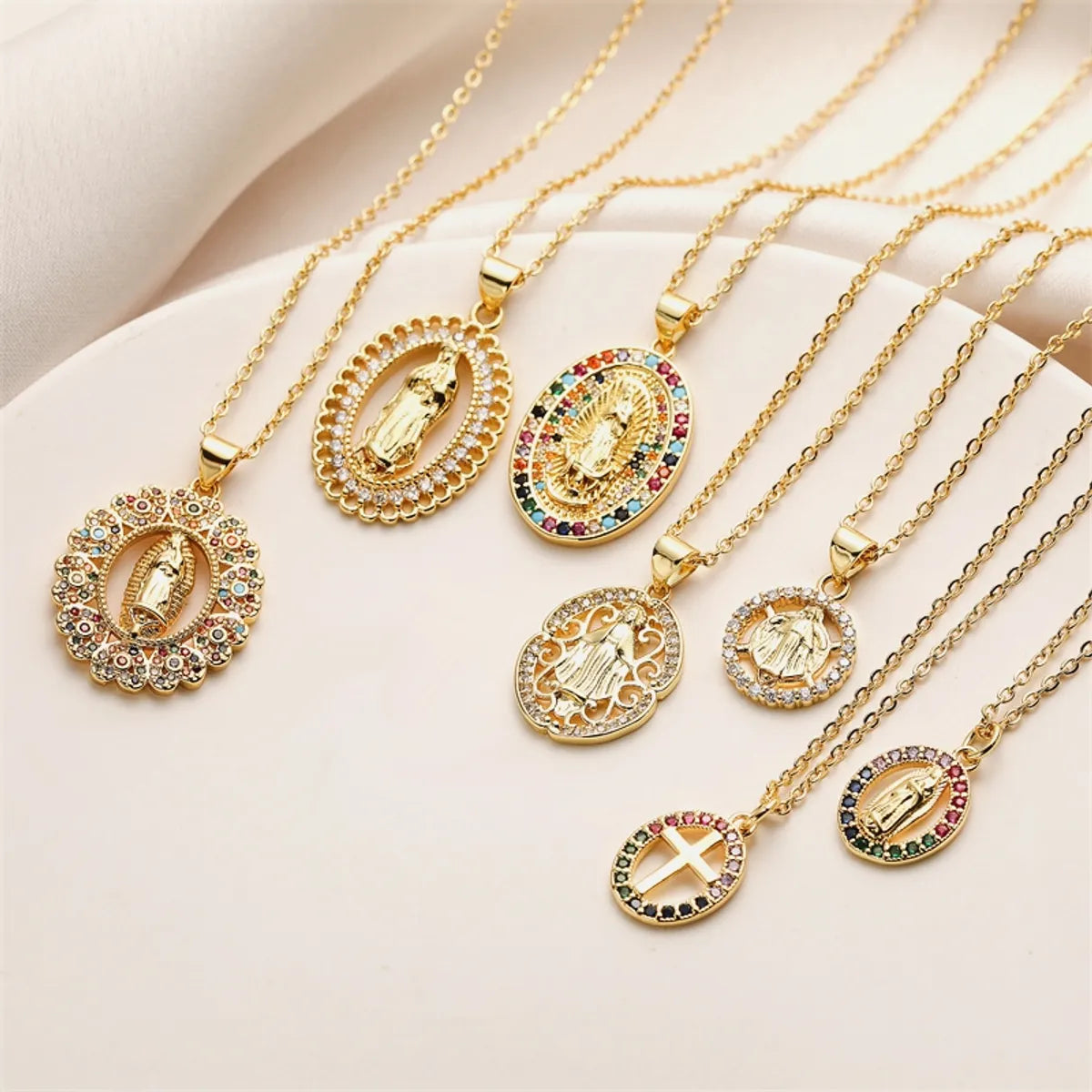 Ig Style Simple Style Cross Copper Plating Inlay Zircon Gold Plated Pendant Necklace