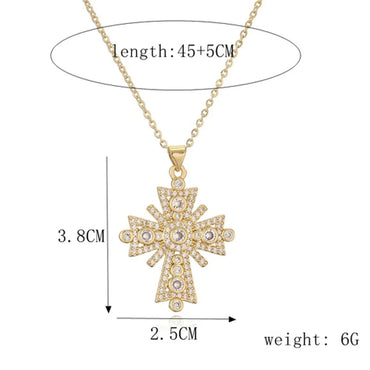 Ig Style Simple Style Cross Copper Plating Inlay Zircon Gold Plated Pendant Necklace