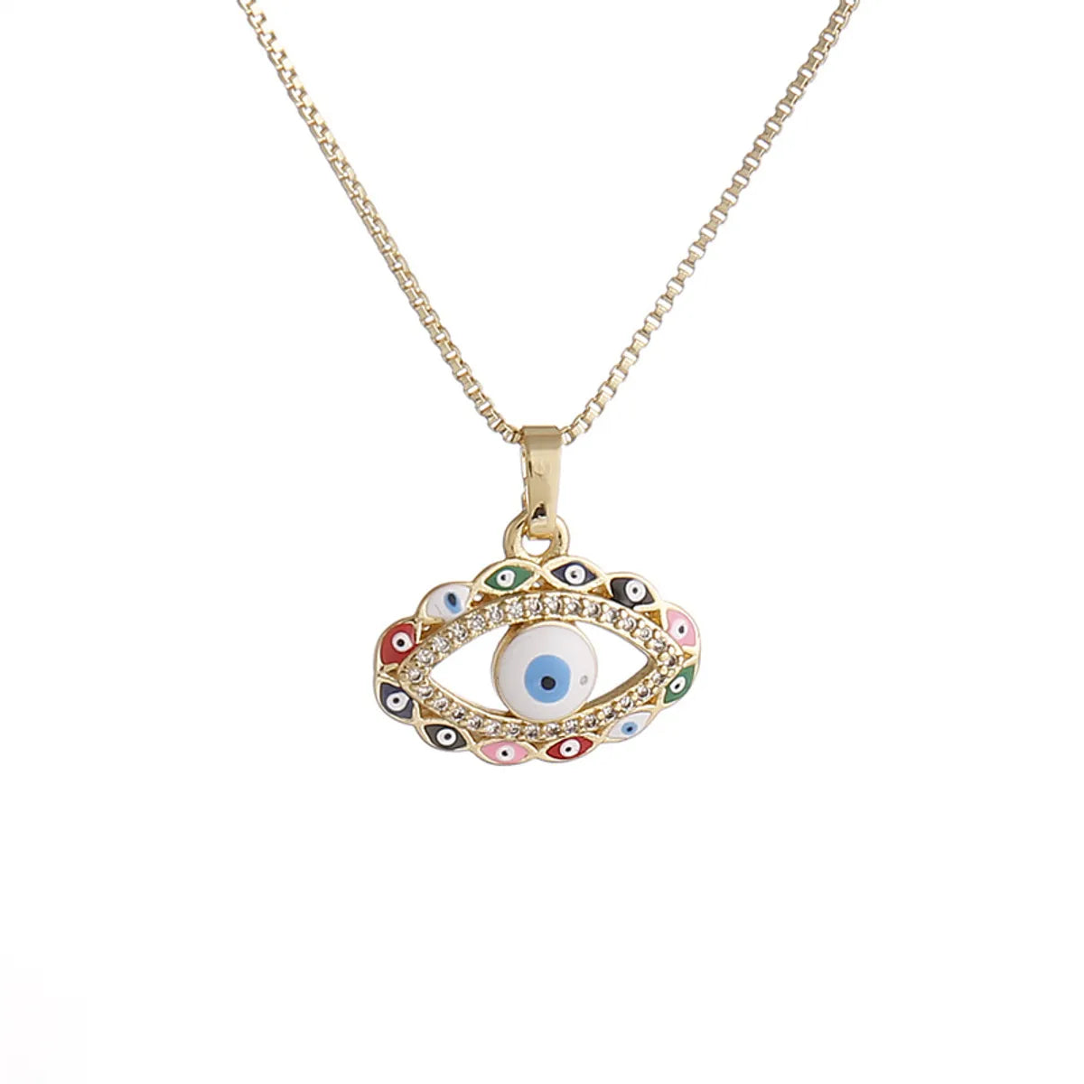 Ig Style Simple Style Cross Devil's Eye Heart Shape Copper Plating Inlay Shell Zircon Gold Plated Pendant Necklace