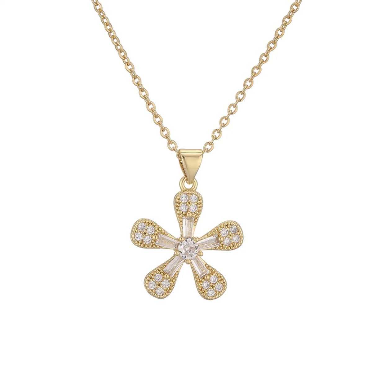 Ig Style Simple Style Cross Heart Shape Copper Plating Inlay Zircon Gold Plated Pendant Necklace