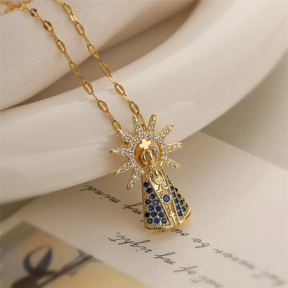 Ig Style Simple Style Cross Stainless Steel Copper Plating Inlay Zircon Gold Plated Pendant Necklace