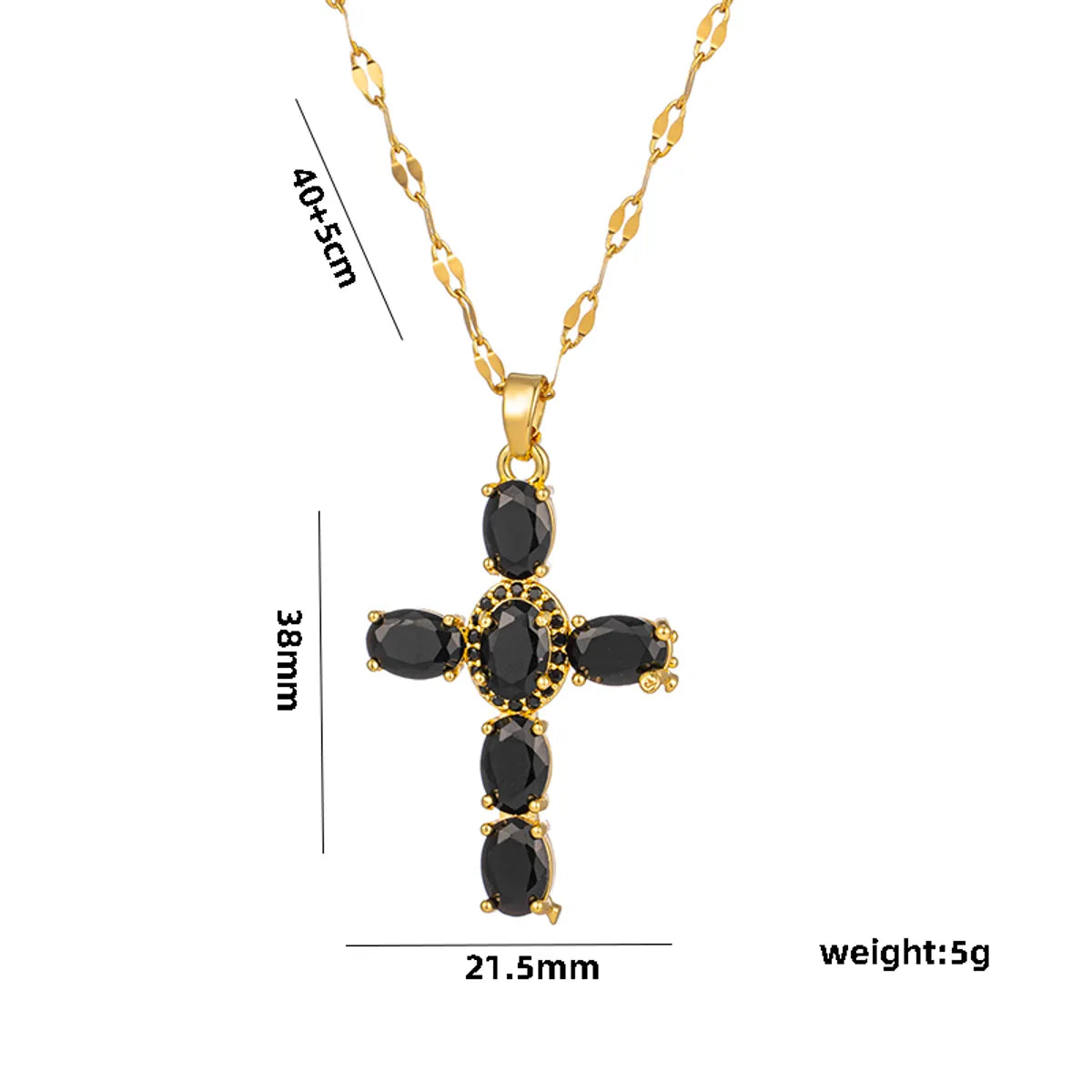 Ig Style Simple Style Cross Titanium Steel Copper Zircon Pendant Necklace In Bulk