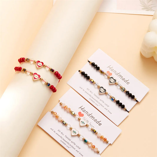 IG Style Simple Style Devil's Eye Heart Shape Rope Zinc Alloy Beaded Couple Bracelets