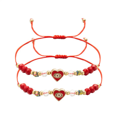 IG Style Simple Style Devil's Eye Heart Shape Rope Zinc Alloy Beaded Couple Bracelets