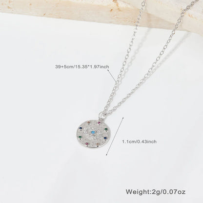 Ig Style Simple Style Devil's Eye Sterling Silver Plating Inlay Turquoise Zircon White Gold Plated Pendant Necklace