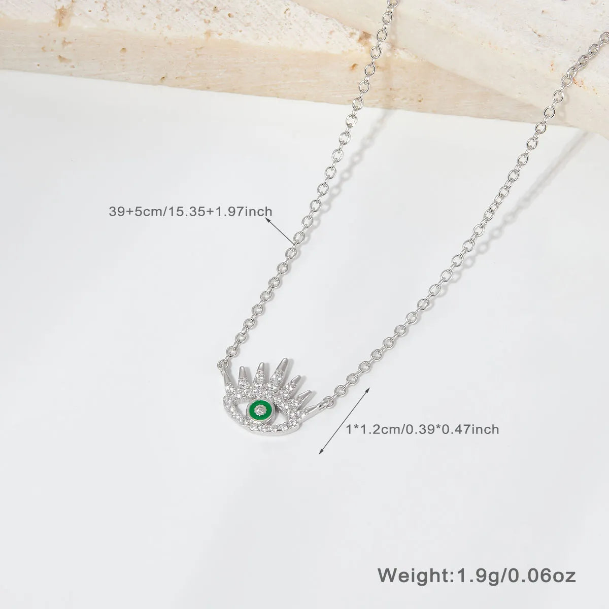 Ig Style Simple Style Devil's Eye Sterling Silver Plating Inlay Turquoise Zircon White Gold Plated Pendant Necklace