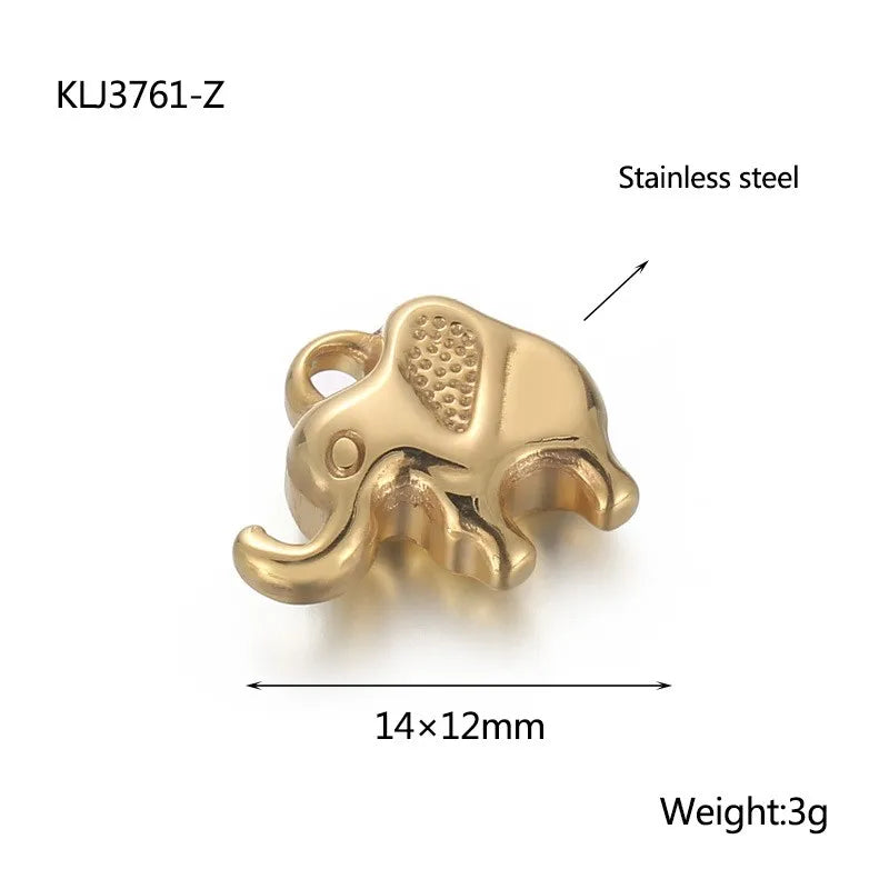 1 Piece Stainless Steel 18K Gold Plated Elephant