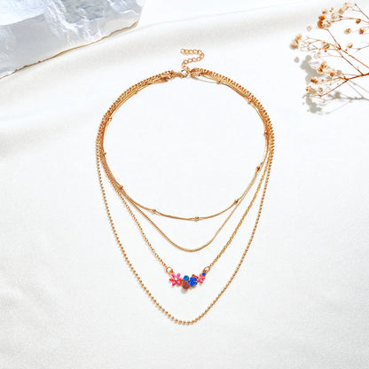 Ig Style Simple Style Flower 14k Gold Plated Alloy Wholesale Layered Necklaces