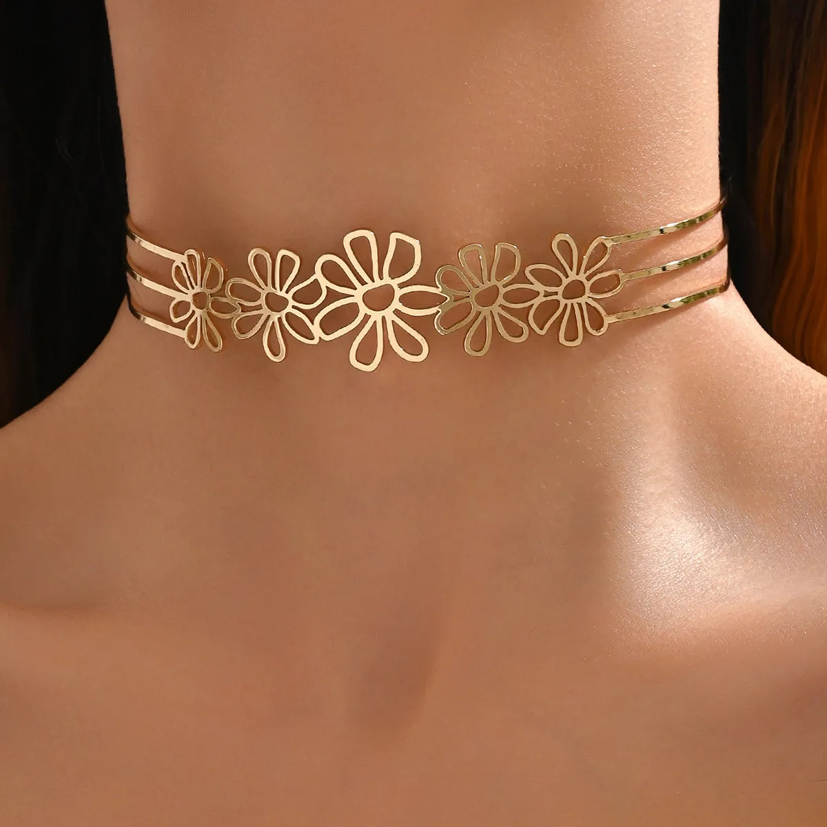 Wholesale Jewelry IG Style Simple Style Flower Iron Choker