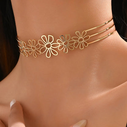 Wholesale Jewelry IG Style Simple Style Flower Iron Choker