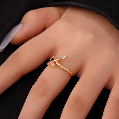 Ig Style Simple Style Flower Snake Butterfly Copper Gold Plated Zircon Open Rings In Bulk