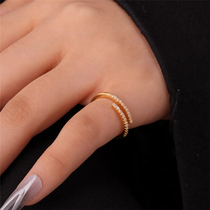 Ig Style Simple Style Flower Snake Butterfly Copper Gold Plated Zircon Open Rings In Bulk