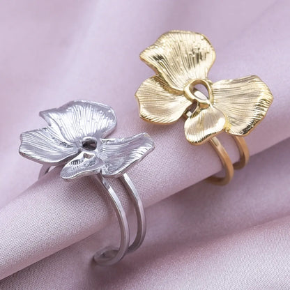 Ig Style Simple Style Flower Stainless Steel Plating 18k Gold Plated Open Rings