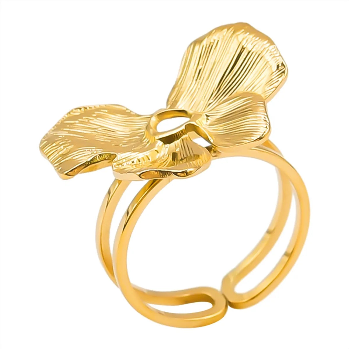 Ig Style Simple Style Flower Stainless Steel Plating 18k Gold Plated Open Rings