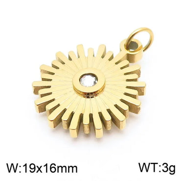 1 Piece Stainless Steel Zircon 18K Gold Plated Gear