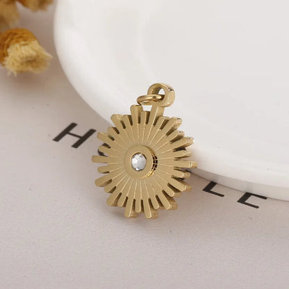 1 Piece Stainless Steel Zircon 18K Gold Plated Gear