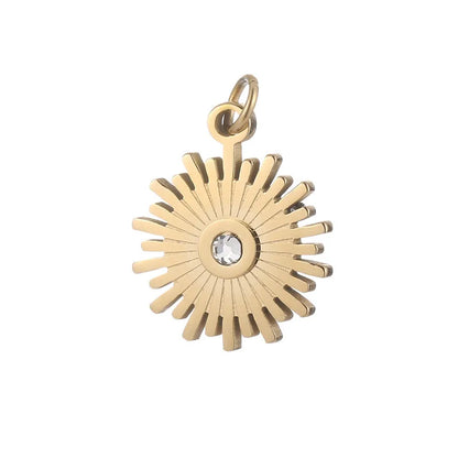 1 Piece Stainless Steel Zircon 18K Gold Plated Gear