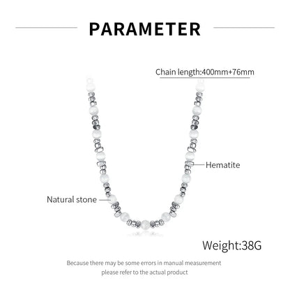 IG Style Simple Style Geometric 304 Stainless Steel Natural Stone Hematite Necklace In Bulk