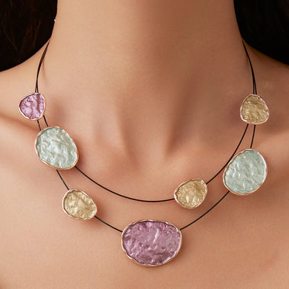 IG Style Simple Style Geometric Alloy Zinc Alloy Irregular Enamel Women's Necklace