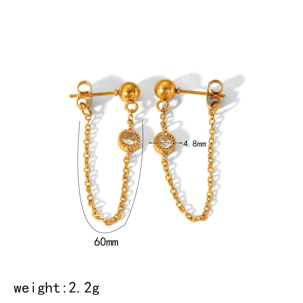 IG Style Simple Style Geometric Heart Shape Plating Inlay 304 Stainless Steel Zircon 18K Gold Plated Ear Studs