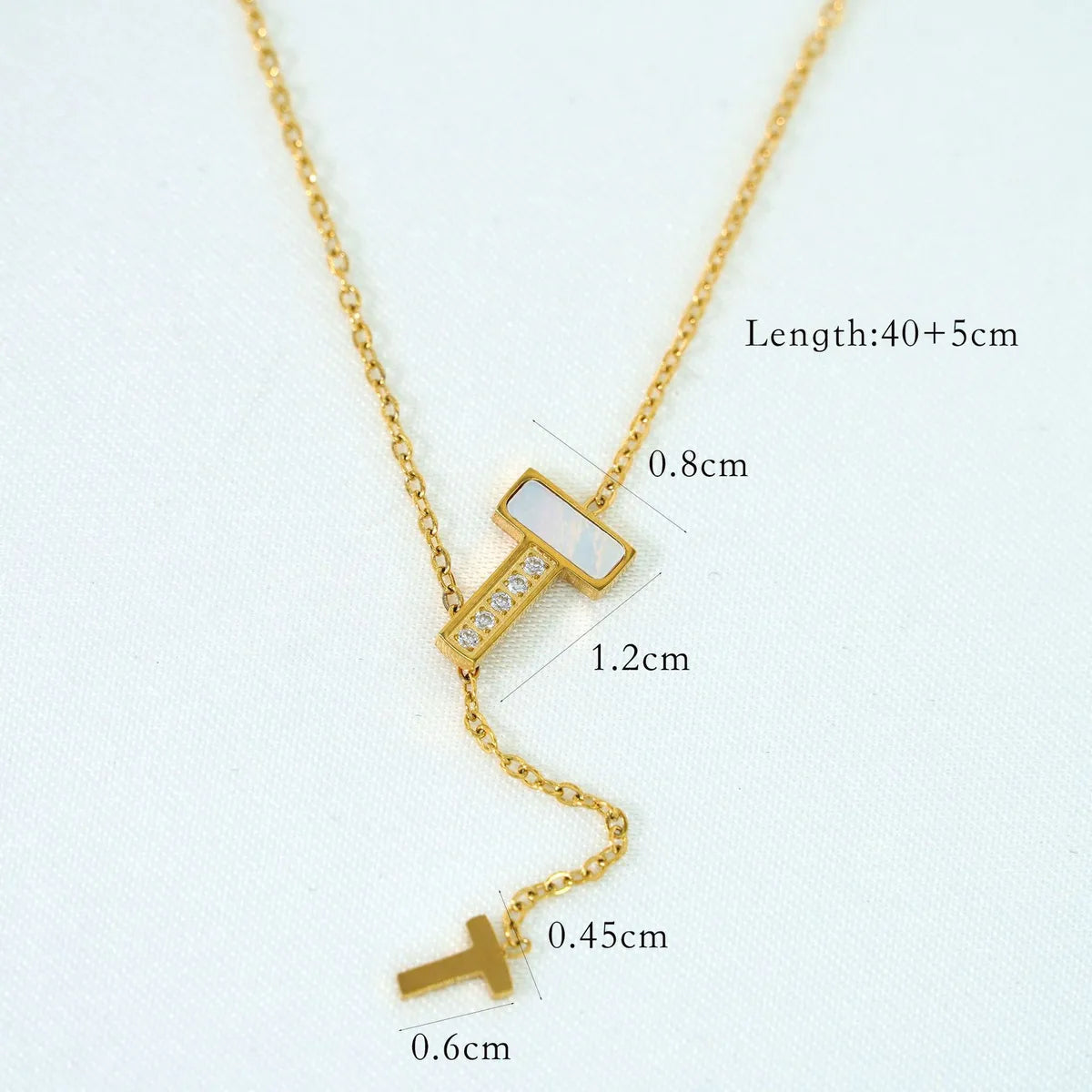 IG Style Simple Style Geometric Natural Stone Titanium Steel Shell Zircon Pendant Necklace In Bulk