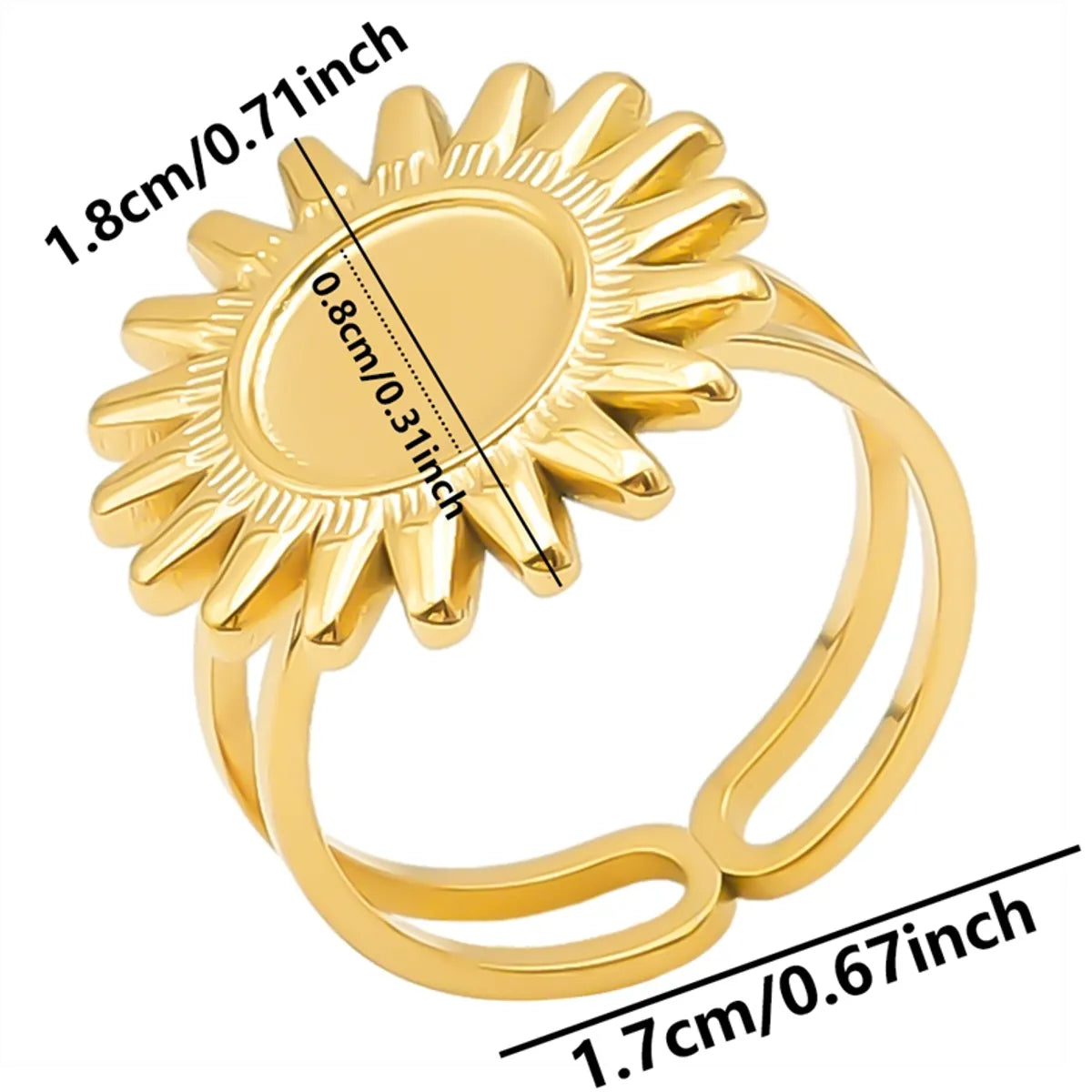 Wholesale Jewelry IG Style Simple Style Geometric 304 Stainless Steel 18K Gold Plated Plating Open Rings